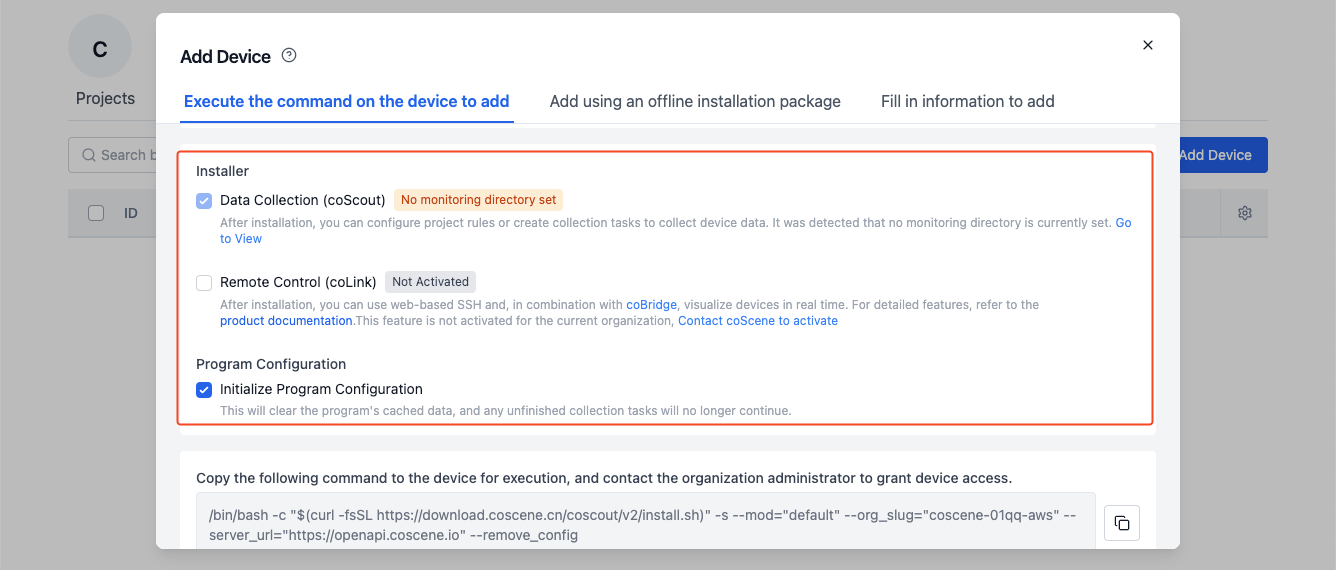 Client Installation Selection
