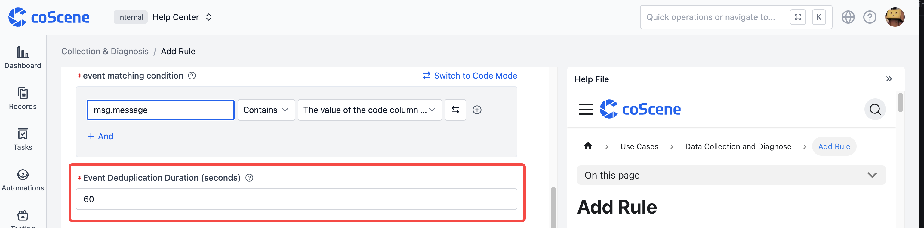 Event Deduplication Settings