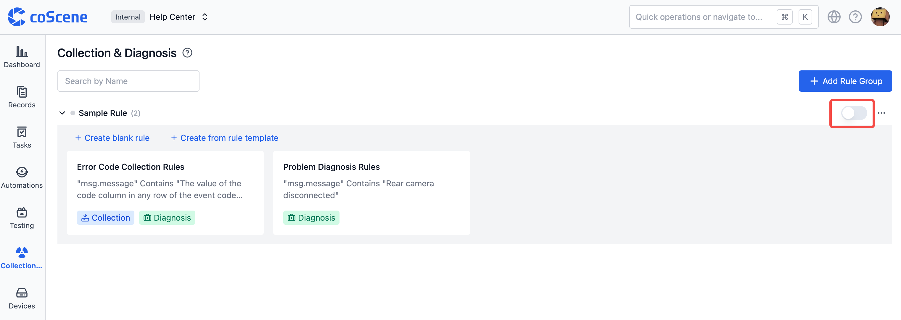 Enable and Disable Rule Group